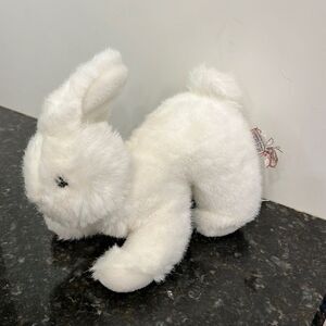 Gund White Bunny Chubby Rabbit Plush Pink Accent Nose Stuffed Toy 8”